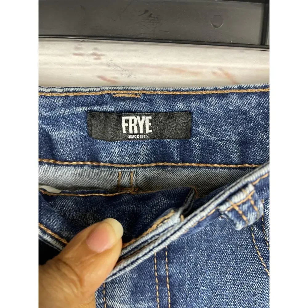 Frye Jeans Womens 4/27 Blue High Rise Slim Straight Stretch Denim Pants - Picture 5 of 12